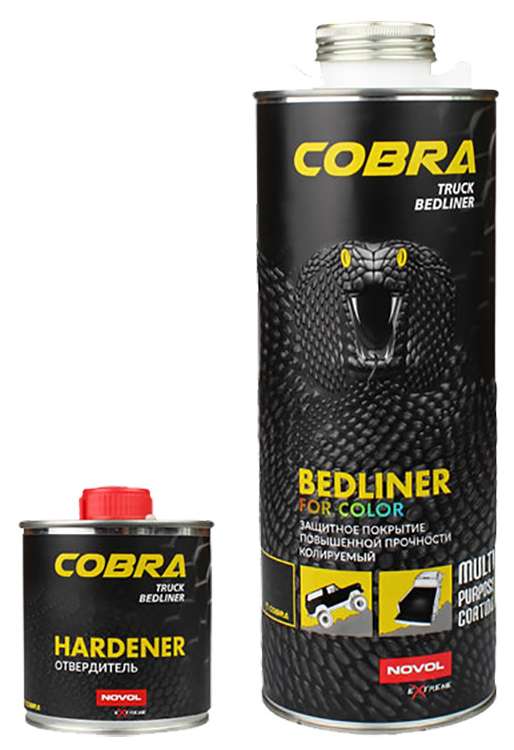 Защитное покрытие повышенной прочности Novol COBRA Truck Bedliner колеруемое 0,6л+0,2л 