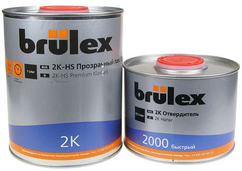 Лак Brulex Премиум 2К-НS прозрачный 1л +отвердитель 2К 2000 0,5л 