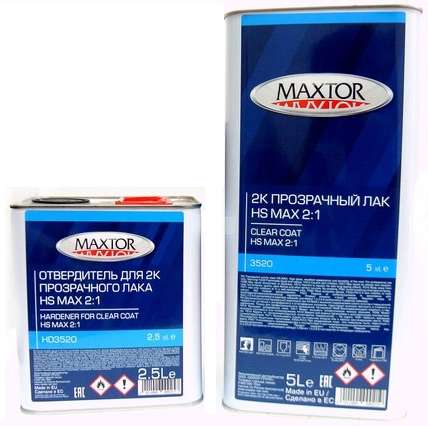 Лак MAXTOR 3520 MAX 2К CLEAR COAT HS 2:1 5л +отверд HD3510 2,5л 